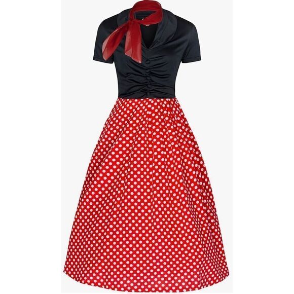 Vintage Lindy Bop 'Elsa' Classy 1950's Rockabilly Swing Jive Shirt Dress Medium - Picture 1 of 11